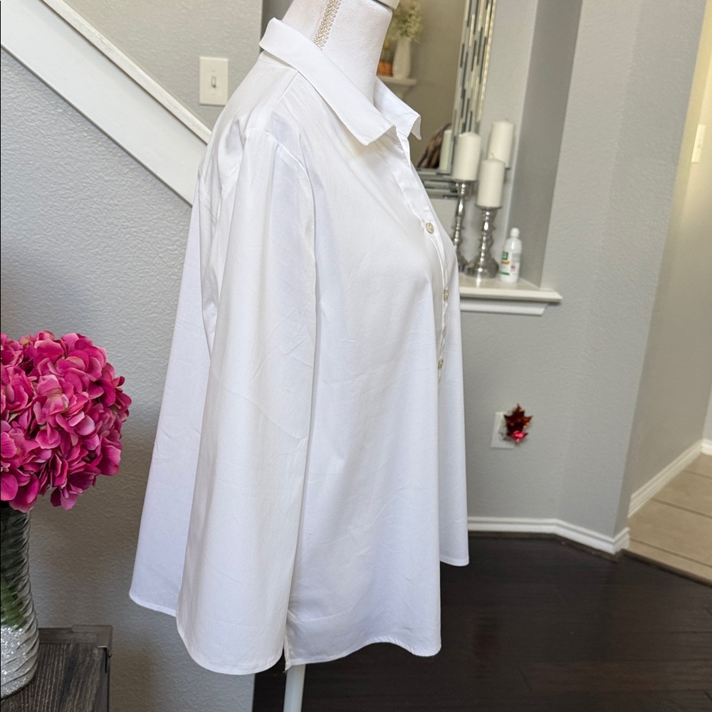 Chico's White Button Down Stretch Shirt Flare Sle… - image 7